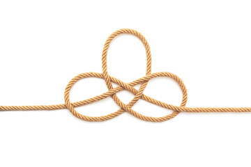 Rope in shape triquetra symbols on white background