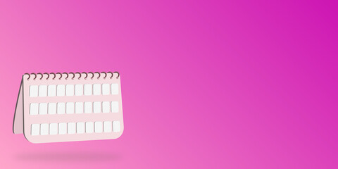 3D rendering calendar planner on widescreen background