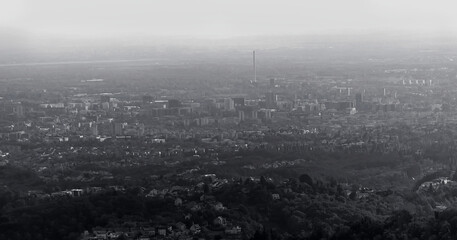 misty morning mist in city 