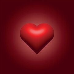 Vector illustration 3D red heart icon, like, Valentine's Day holiday, love, red balloon heart on red background.