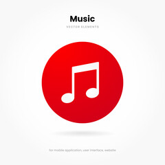 3D modern music note, sound, song, noise icon. Music symbol for mobile app, UI, GUI, UX, website. Play button. Music playing.