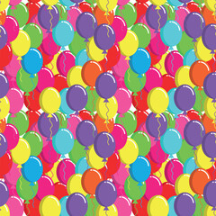 Colorful balloons flying - seamless pattern. Happy birthday party