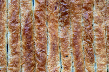Turkish Tepsi Boregi, Round Borek, Tray pastry (Turkish name; rulo borek)