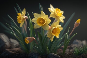 Obraz premium Daffodil. Illustration. Created with Generative AI