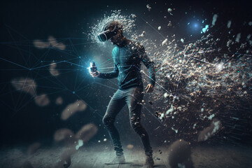 Obraz na płótnie Canvas Inside Metaverse, interacting with Virtual Reality.