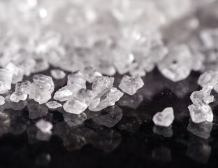 Closeup of white sugar crystals