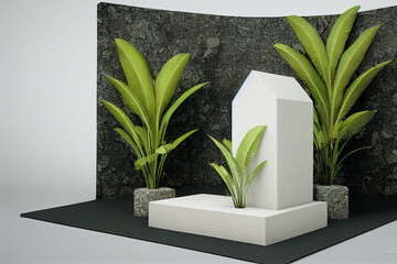Product Display Podium Natural Theme Created with AI Generative Technology