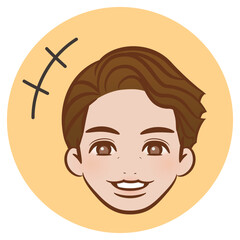 ブラッシュペンで描かれたイラスト / 笑顔の男性のアイコン