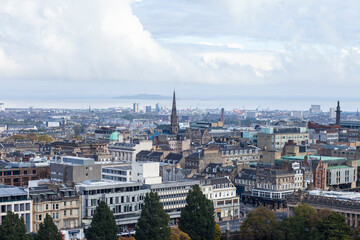 Edinburgh,Scotland October 16, 2015  view from the top of Calton Hill towards the suburb of Leith,...