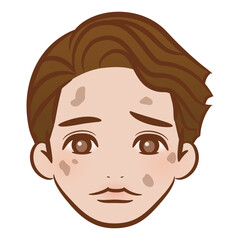 ブラッシュペンで描かれたイラスト / シミがある男性の顔
