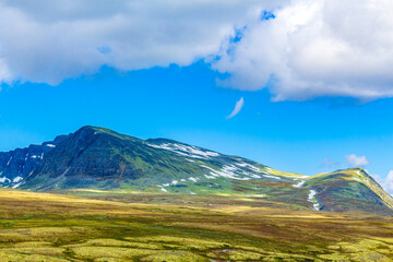 Beautiful mountain and landscape nature panorama Rondane National Park Norway.