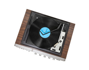 Vintage stereo turntable isolated with cut out background.