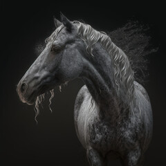 Fototapeta na wymiar Andalusian horse: Get ready to be mesmerized by the beauty of digital art horses. These magnificent creatures are not just digital images but amazing art.