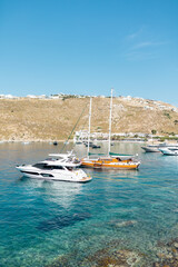 Boats in harbor in Greek Islands