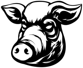 Obraz premium Pig head mascot. Angry swine logo. Hog illustration.