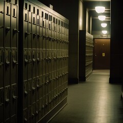 A row of lockers. 