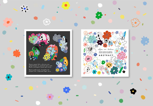 Floral Abstract Cards Layout