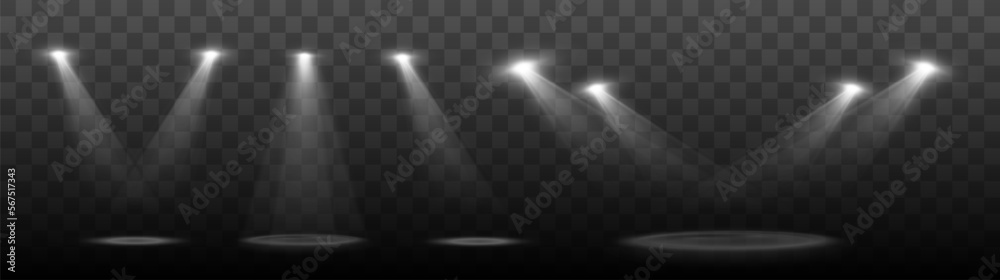 Poster spotlights background. isolated vector light effect with lights and beams.