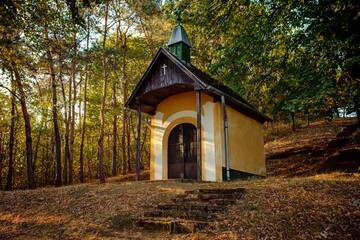 Fototapeta na wymiar Chapel on the National Blue trail in Hungary