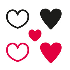 Heart heart collection, love symbol icon set illustrations, love symbol vector.