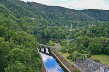 Fototapeta na wymiar View from the dam on the river Eder