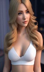 artificial intelligence rendered female model with blonde hair