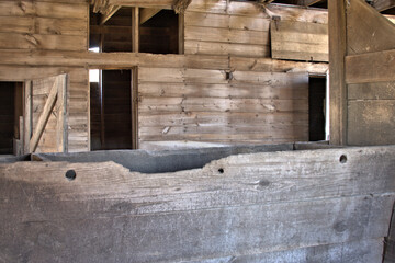 inside of an old Historic Wood Barn in the rural areas of Nebraska.