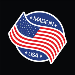Made in USA icon vector, United State of America flag