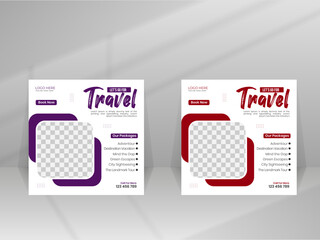 Tour and Travel Social Media Post, Adventure Square Flyer template