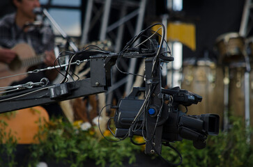mobile professional video camera on live music stage
