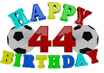 3D Rendering Happy Birthday with Football and a number
