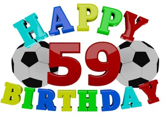 3D Rendering Happy Birthday with Football and a number