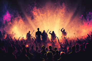Fototapeta na wymiar HD Background Of People At Music Concert. Generative AI