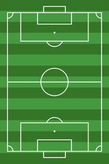 Soccer field. Football stadium. Green line grass isolated on white background for design prints. Overhead top view. Front yard. Border frame sport play. Formation competition. Vector illustration