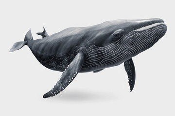 Whale Isolated With A White Background - Generative AI