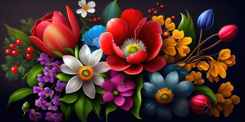 Colorful flowers - bright and colorful mix of flowers for a spring floral look