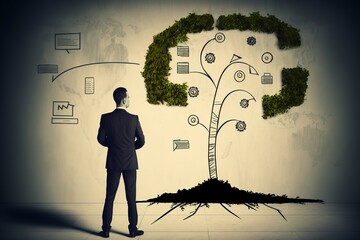 businessman with a growing tree, business