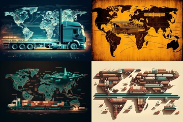 Logistics, transportation around the world ,Grid