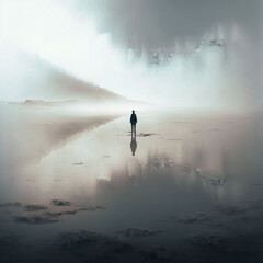 Abstract image of a man in a fog