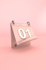 3D Pink Calendar a rose appointment for planner