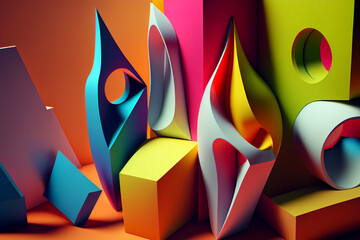 various arranged colorful shapes, background image made with Generative AI