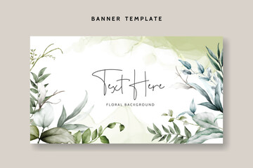 luxury watercolor leaves frame floral background