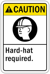 Protective equipment sign and labels hard hat required