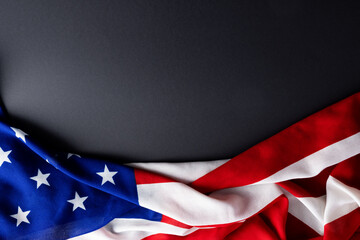Flag of usa on black background, with copy space