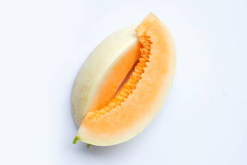 Cantaloupe melon isolated on white.