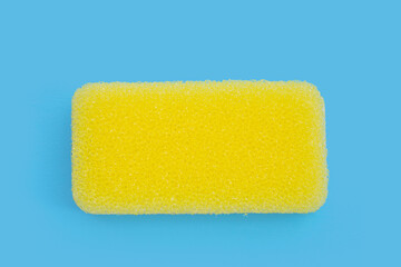 Cleaning kitchen dishwashing sponge. Top view