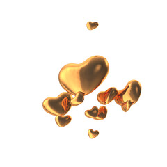 Golden hearts on transparent background, wedding symbol