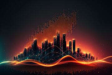 Smart city and, polygon pattern connection with speed line light, technology background. Illustration Generative AI