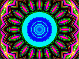 Abstract, Mandala Style, with Circular Patterns, and Shapes, within a Border
