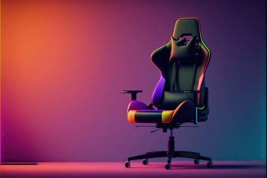Gamer chair with colorful background, gamer concept. Generative AI